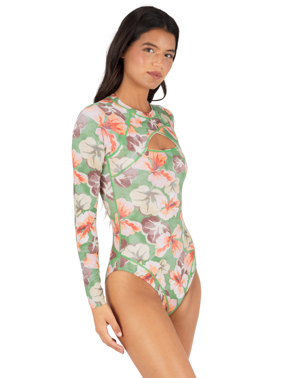 Gingko Cloud Max Cross Yoke Moderate Surfsuit in Gingko Cloud / Terracotta