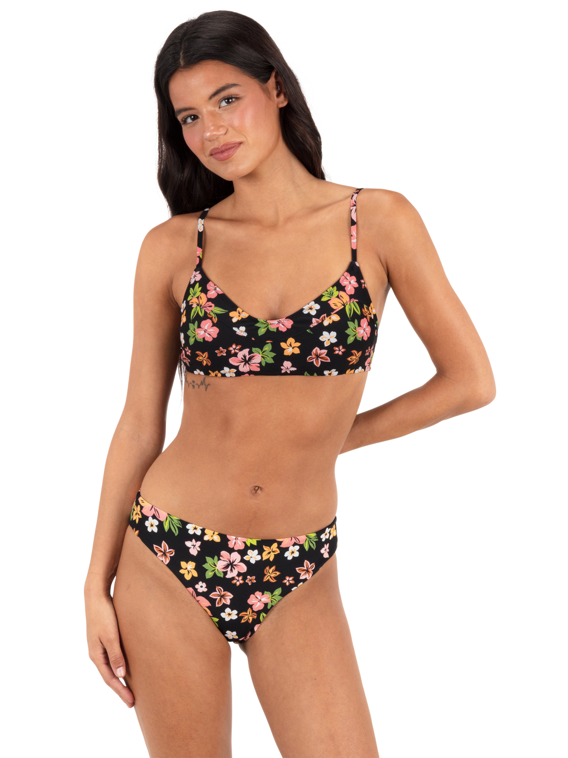 Max Hibiscus Dream Mid Rise Cheeky Bottom in Black Floral