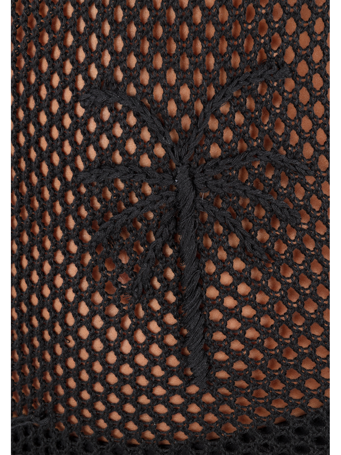 Embroidered Crochet Mini Dress in Black