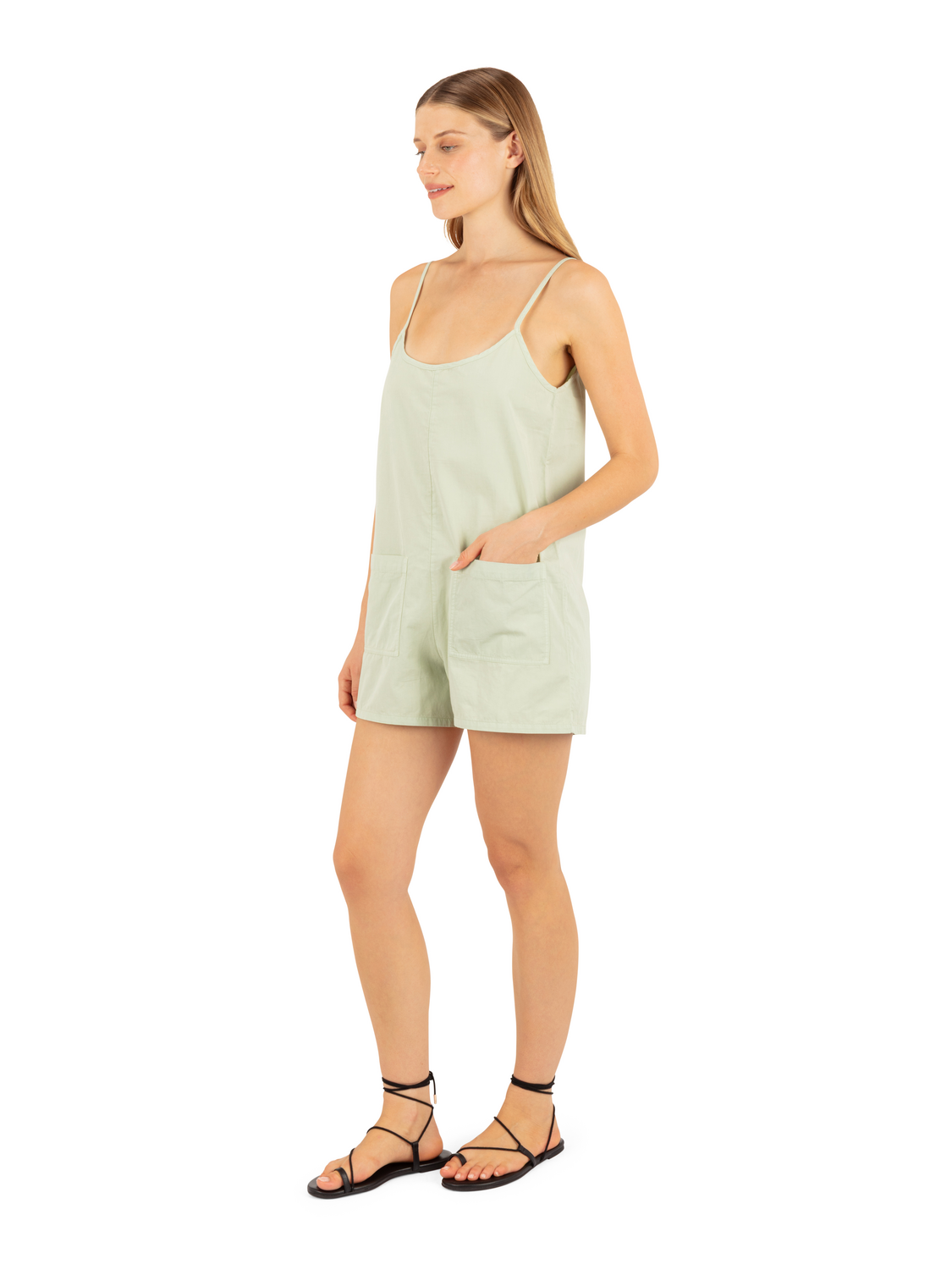 Wavy Days Romper in Seafoam