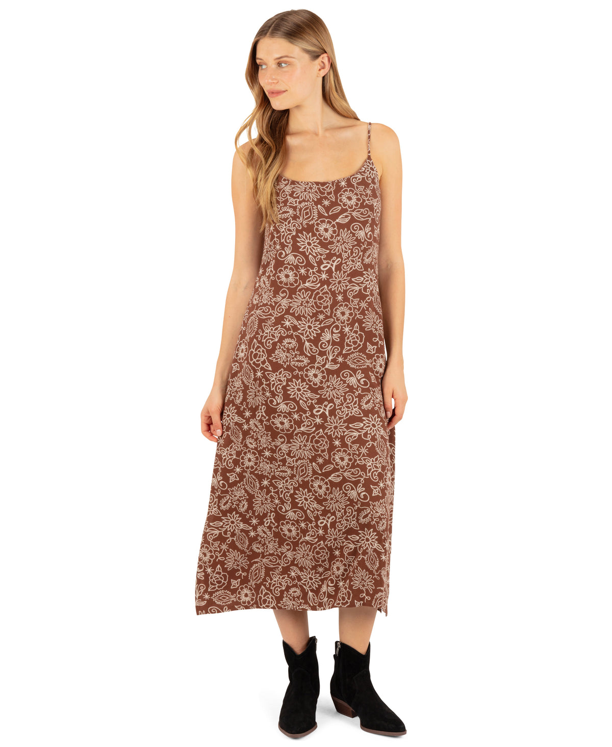 Stud Floral Midi in Cappucino