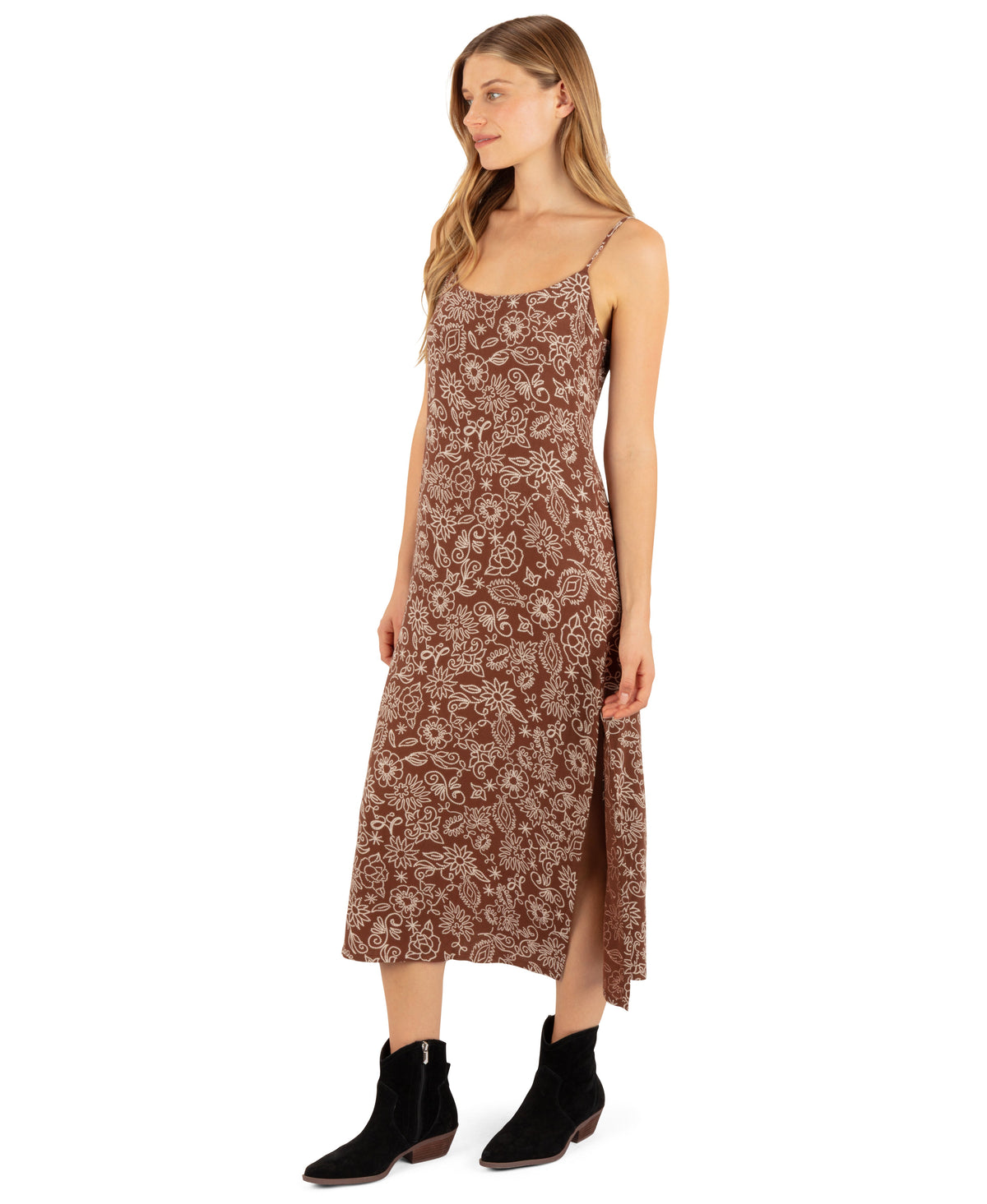 Stud Floral Midi in Cappucino