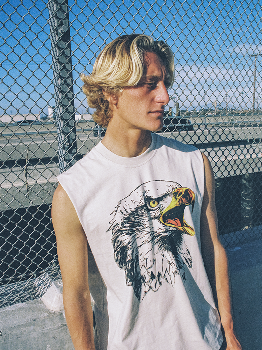 The Face Of Freedom Muscle Tee in Bone