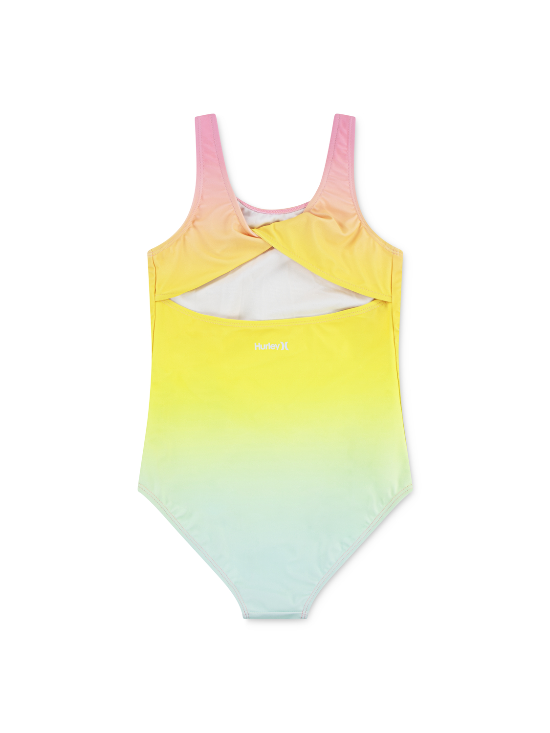 Girls' One Piece With Twist Back in Pink Flamingo