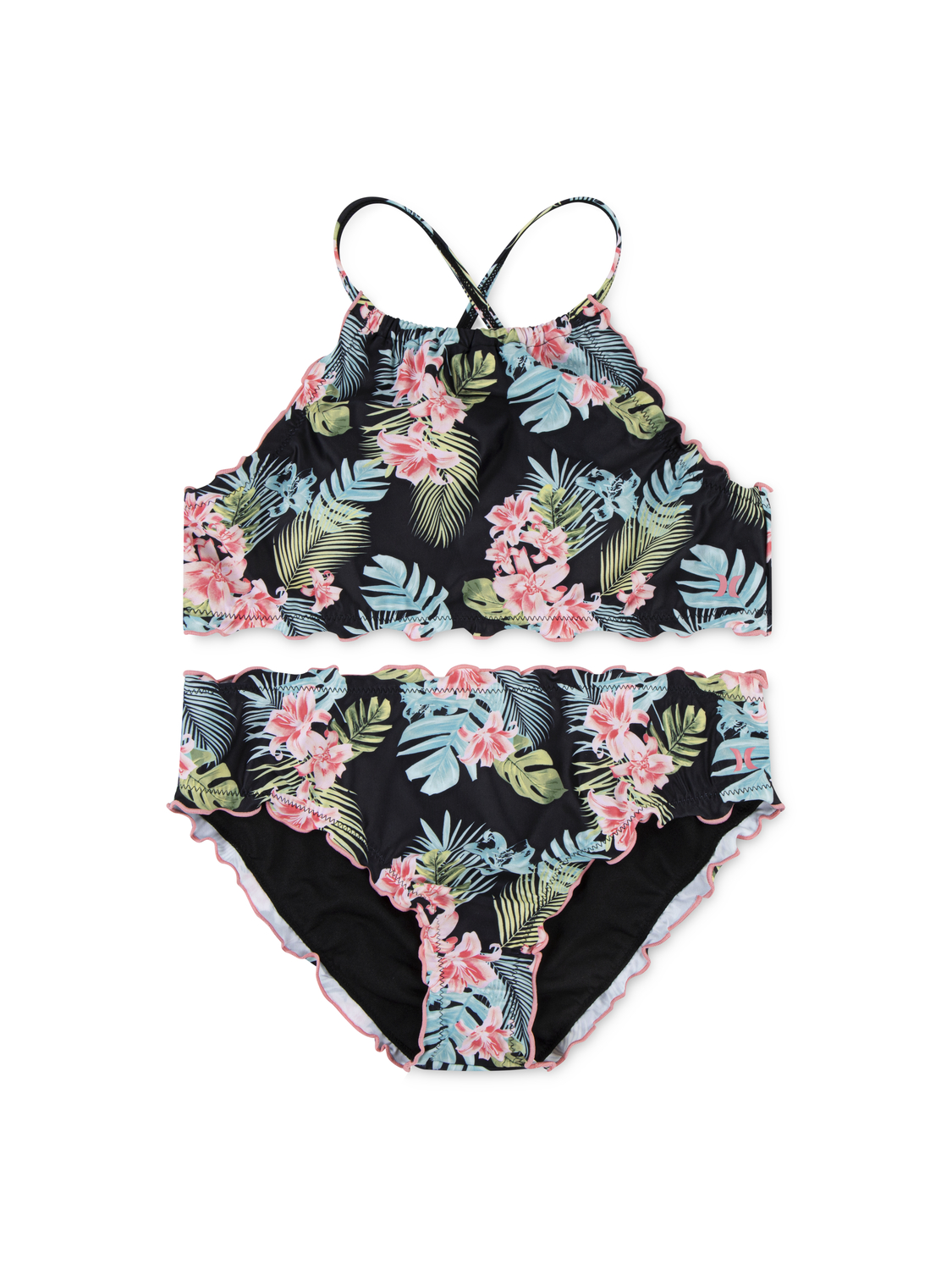 Girls' UPF50+ 2-Piece Bikini Swim Set in Black