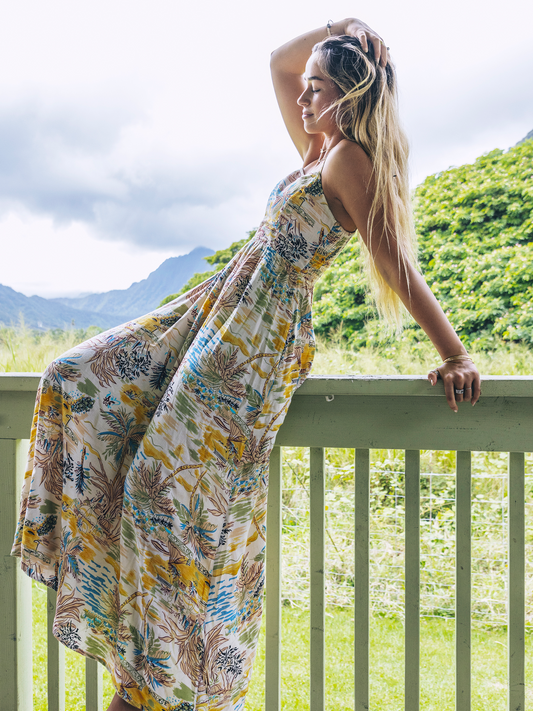 Safari Scenic Maxi Dress in Off White