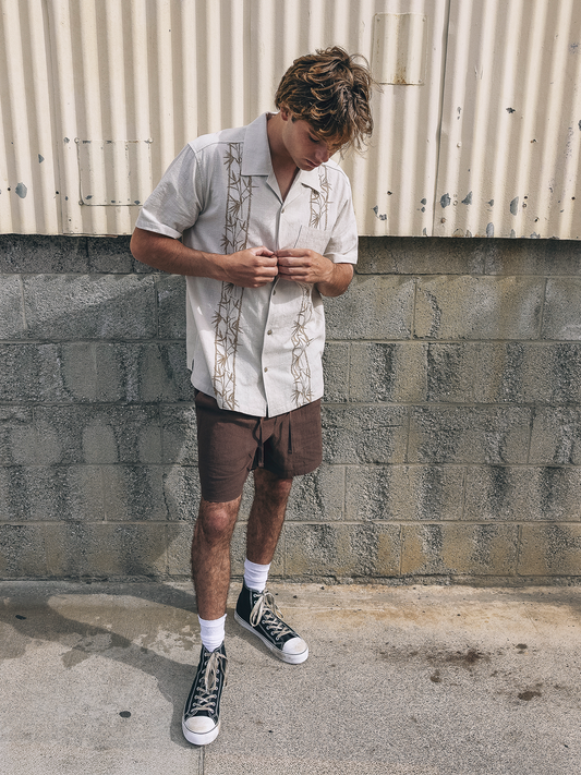 Sano Camp Embroidered Short Sleeve in Bone