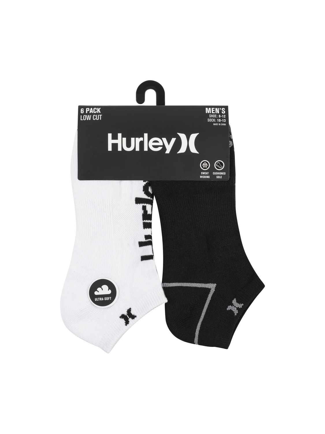 1/2 Terry Low Cut (6-Pack) in White / Grey