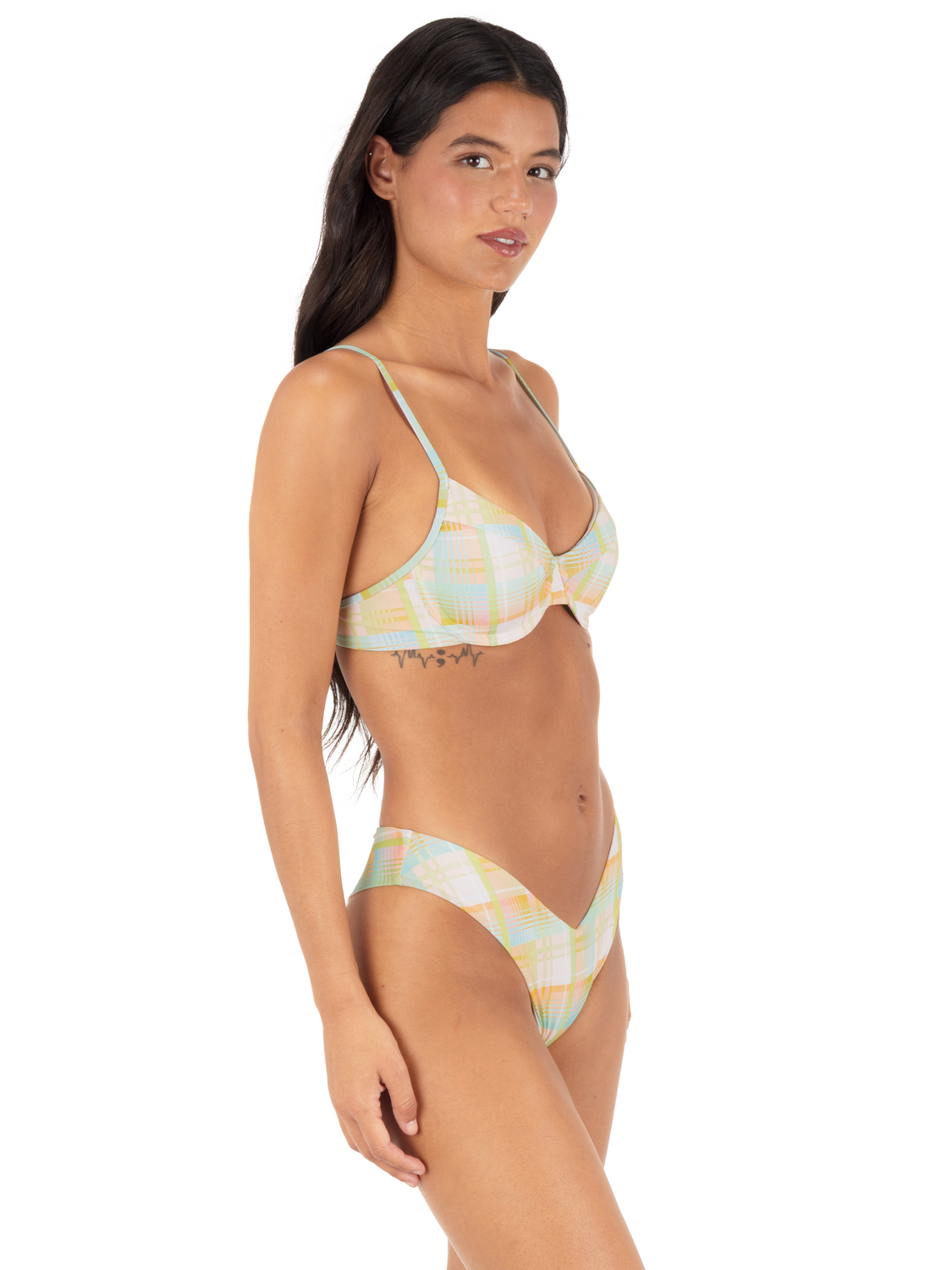 Vacay Plaid V-Front Skimpy in Vacay Plaid / Electric Lime