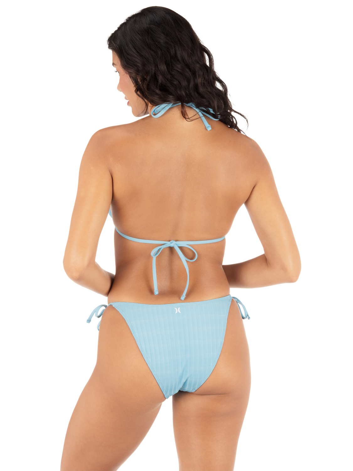 Wide Rib Solid Cheeky Tie Side Bottom in Pool Days