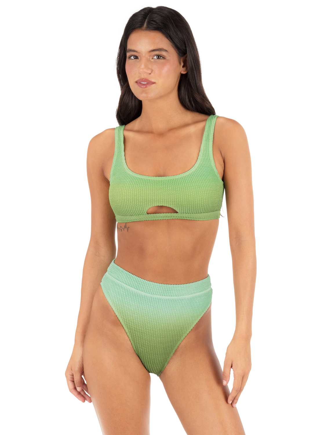 Ombre Scrunch Cheeky High Rise Bottom in Kelp Ombre