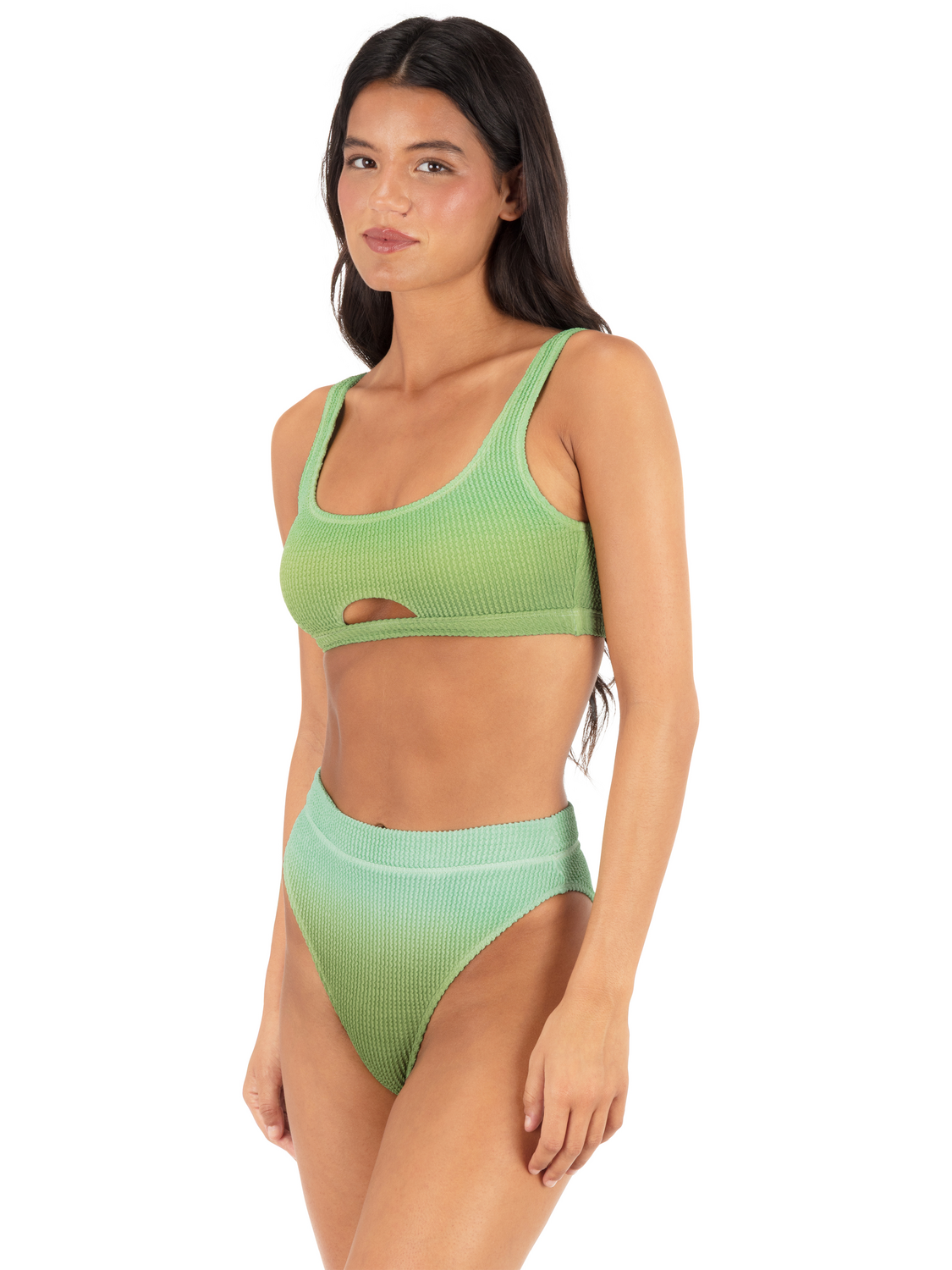 Ombre Scrunch Cheeky High Rise Bottom in Kelp Ombre