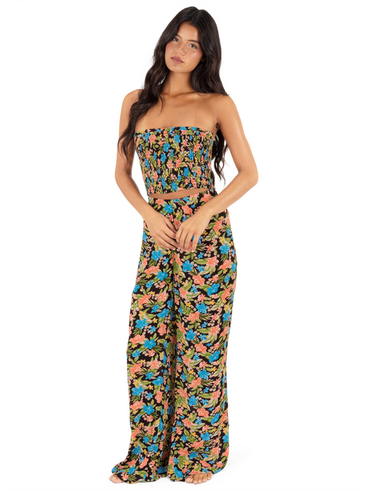 Miami Garden Smocked Crop Top in Miami Garden / Mole