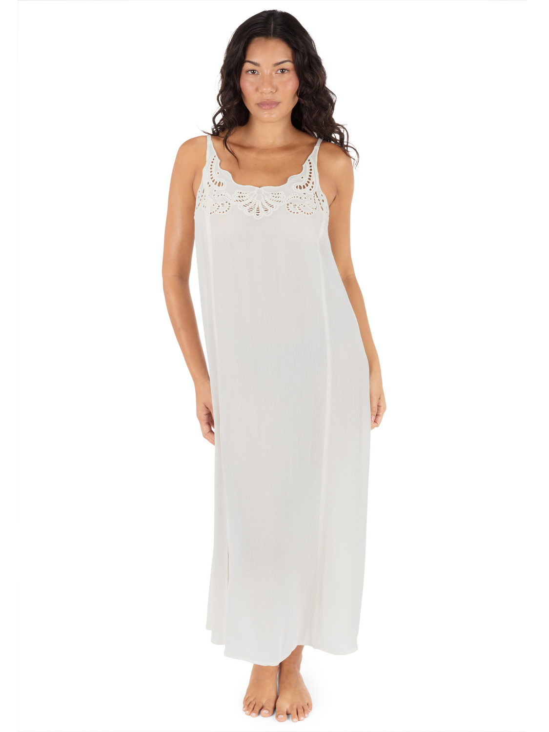 Embroidered Midi Dress in Coconut