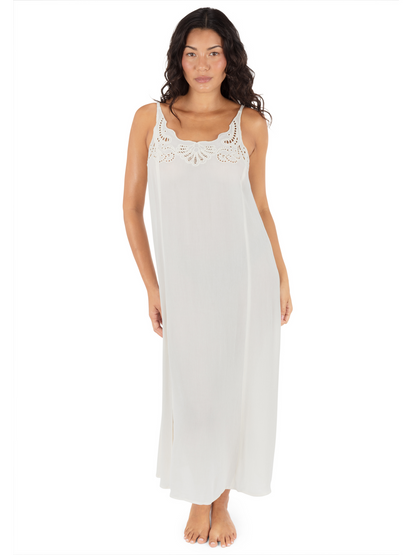 Embroidered Midi Dress in Coconut