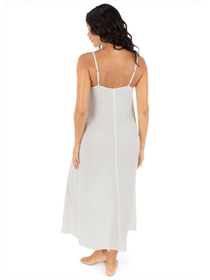 Embroidered Midi Dress in Coconut