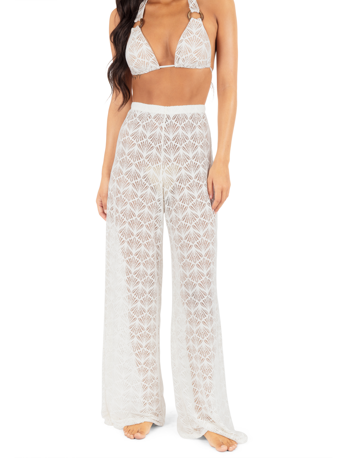 Shell Crochet Beach Pant in Egret