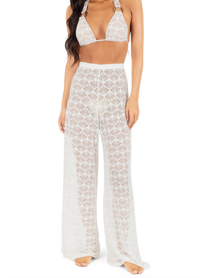 Shell Crochet Beach Pant in Egret