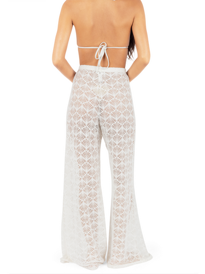 Shell Crochet Beach Pant in Egret