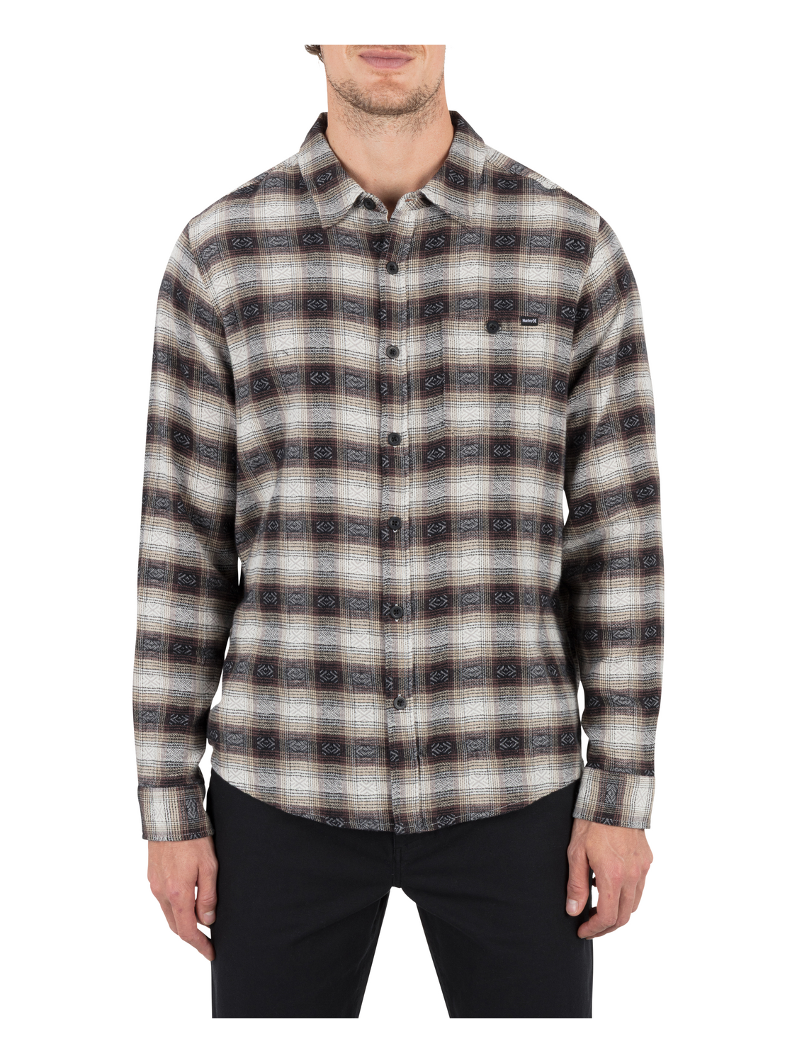 Portland Stretch Flannel Long Sleeve in Black