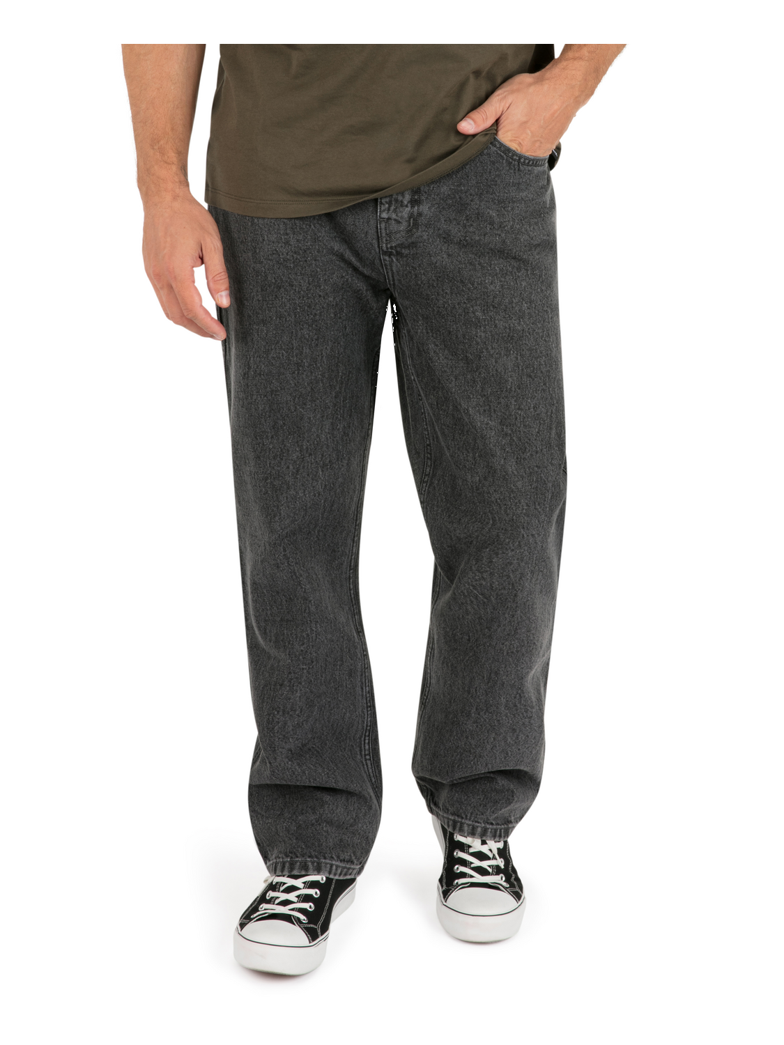 Washington Relaxed Denim Pant in Black Acid Wash