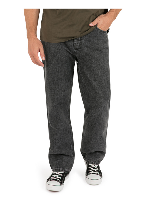 Washington Relaxed Denim Pant in Black Acid Wash