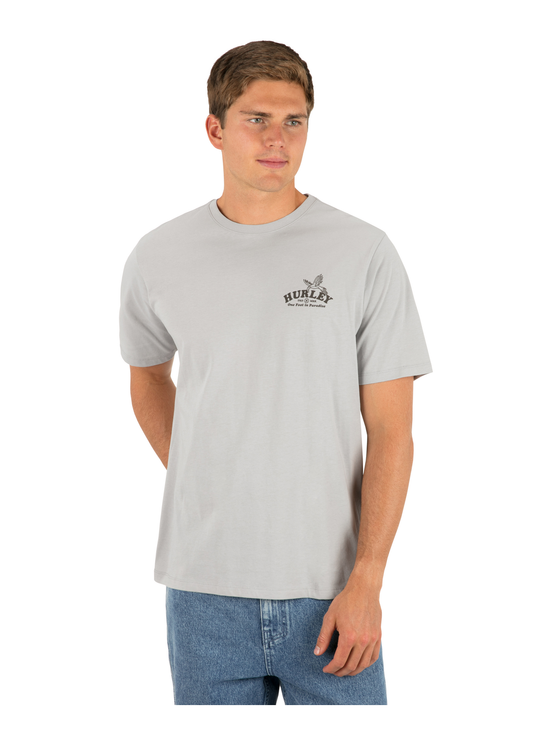One Foot In Paradise Short Sleeve in Light Stone Grey