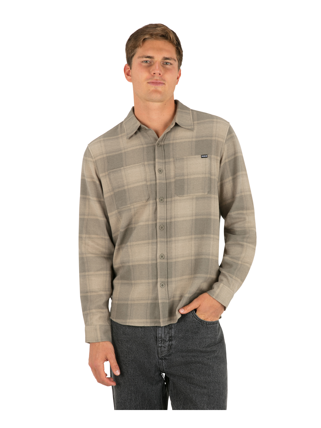 Eugene Flannel Long Sleeve in Olive