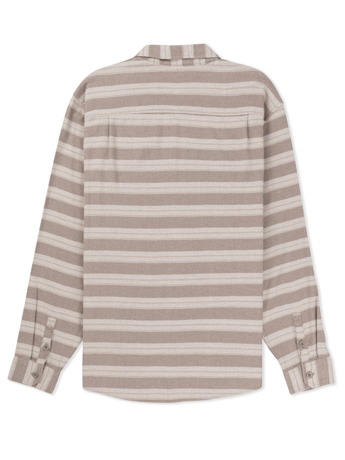 Eugene Stripe Flannel Long Sleeve in Olive Grey