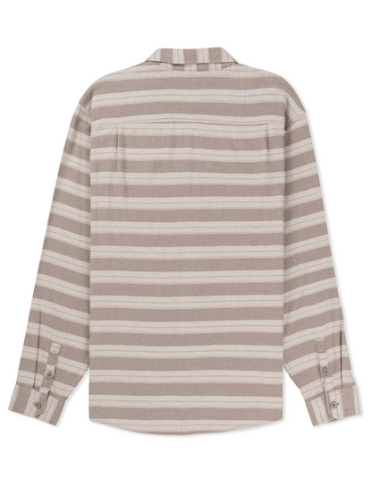 Eugene Stripe Flannel Long Sleeve in Olive Grey