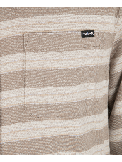 Eugene Stripe Flannel Long Sleeve in Olive Grey