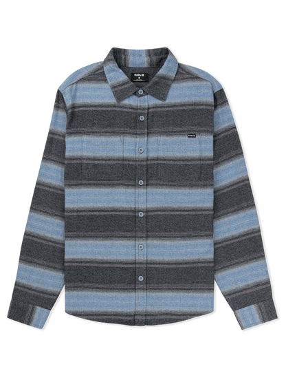 Eugene Stripe Flannel Long Sleeve in Aquifer
