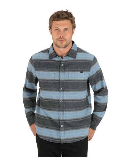 Eugene Stripe Flannel Long Sleeve in Aquifer
