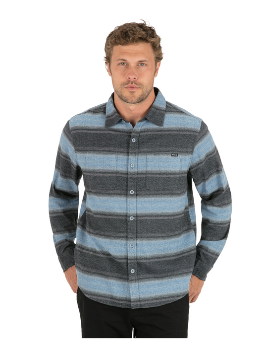 Eugene Stripe Flannel Long Sleeve in Aquifer