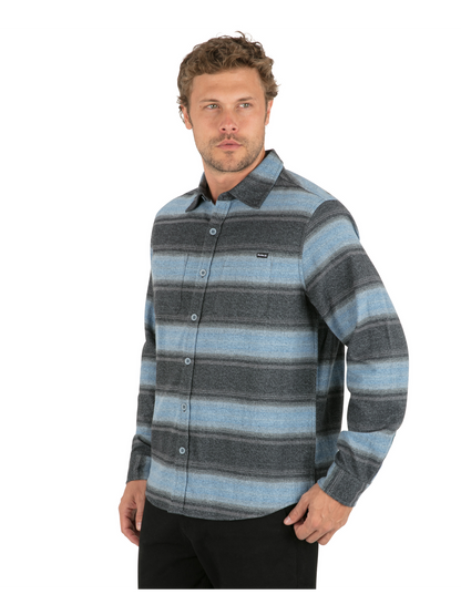 Eugene Stripe Flannel Long Sleeve in Aquifer