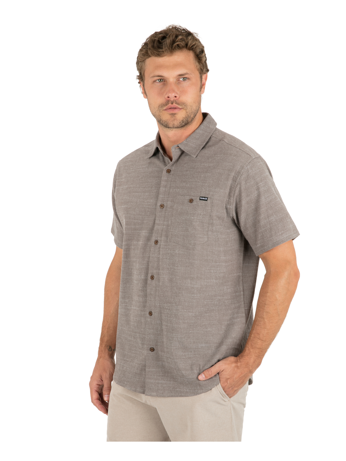 H2O Dri Slub Short Sleeve in Olive Grey