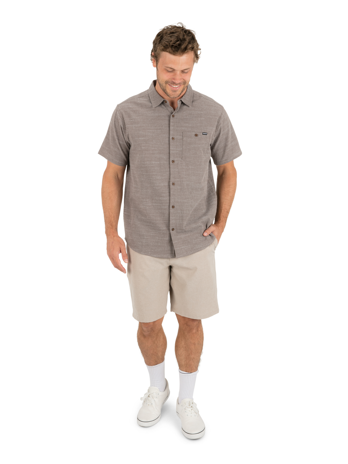 H2O Dri Slub Short Sleeve in Olive Grey
