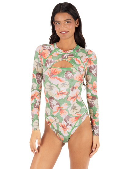 Gingko Cloud Max Cross Yoke Moderate Surfsuit in Gingko Cloud / Terracotta