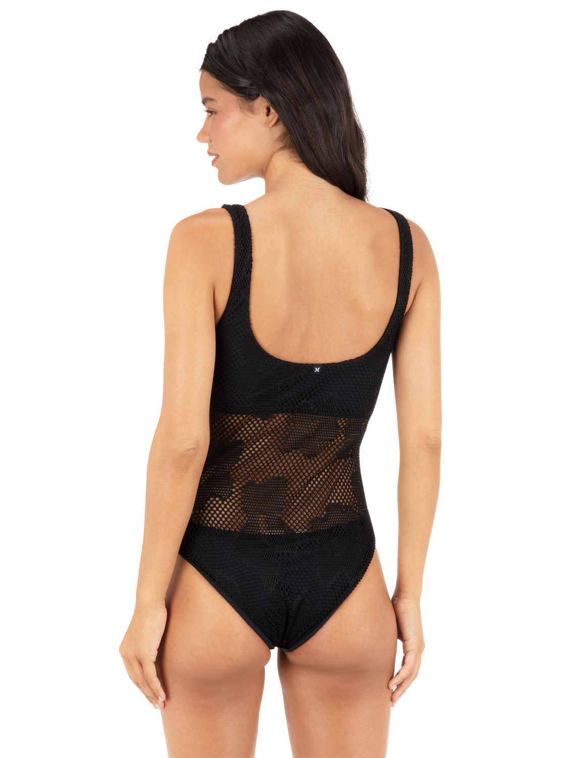 Daisy Mesh Moderate One Piece in Daisy Mesh / Black