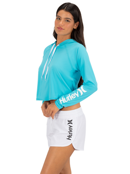 One & Only Solid Long Sleeve Hooded Rashguard in Surf Blue