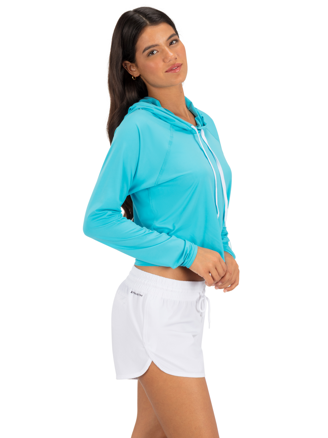 One & Only Solid Long Sleeve Hooded Rashguard in Surf Blue