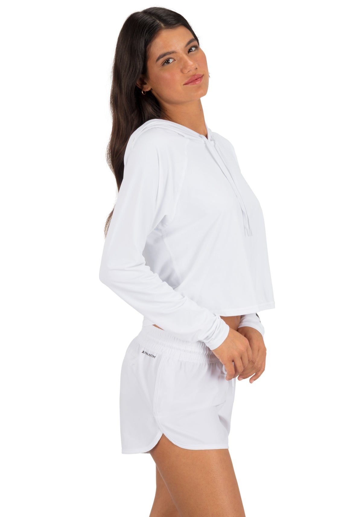 One & Only Solid Long Sleeve Hooded Rashguard in White