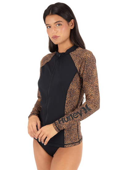 Soft Spot Long Sleeve Front Zip Rashguard in Soft Spot / Mole / Black