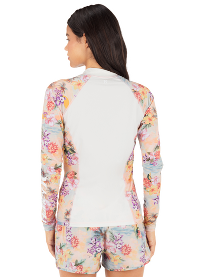 Scenic Sunset Long Sleeve Front Zip Rashguard in Scenic Sunset / Mystic Dawn