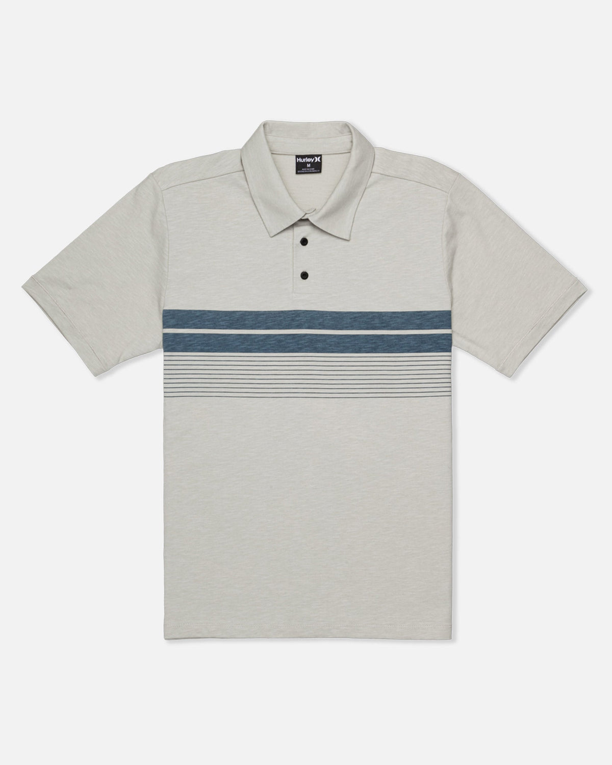 Printed Stripe Slub Short Sleeve Polo in Bone