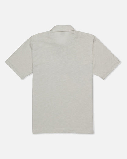 Printed Stripe Slub Short Sleeve Polo in Bone
