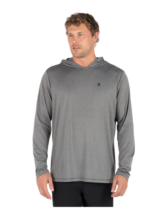 Hybrid Hooded UPF Long Sleeve in Ion Grey Heather