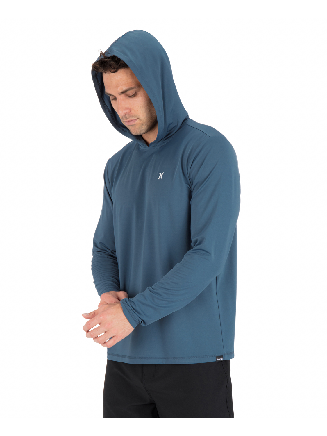 Hybrid Hooded UPF Long Sleeve in Grey Teal