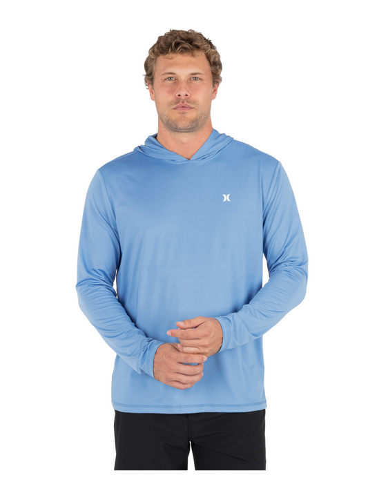 Hybrid Hooded UPF Long Sleeve in Skyline Heather