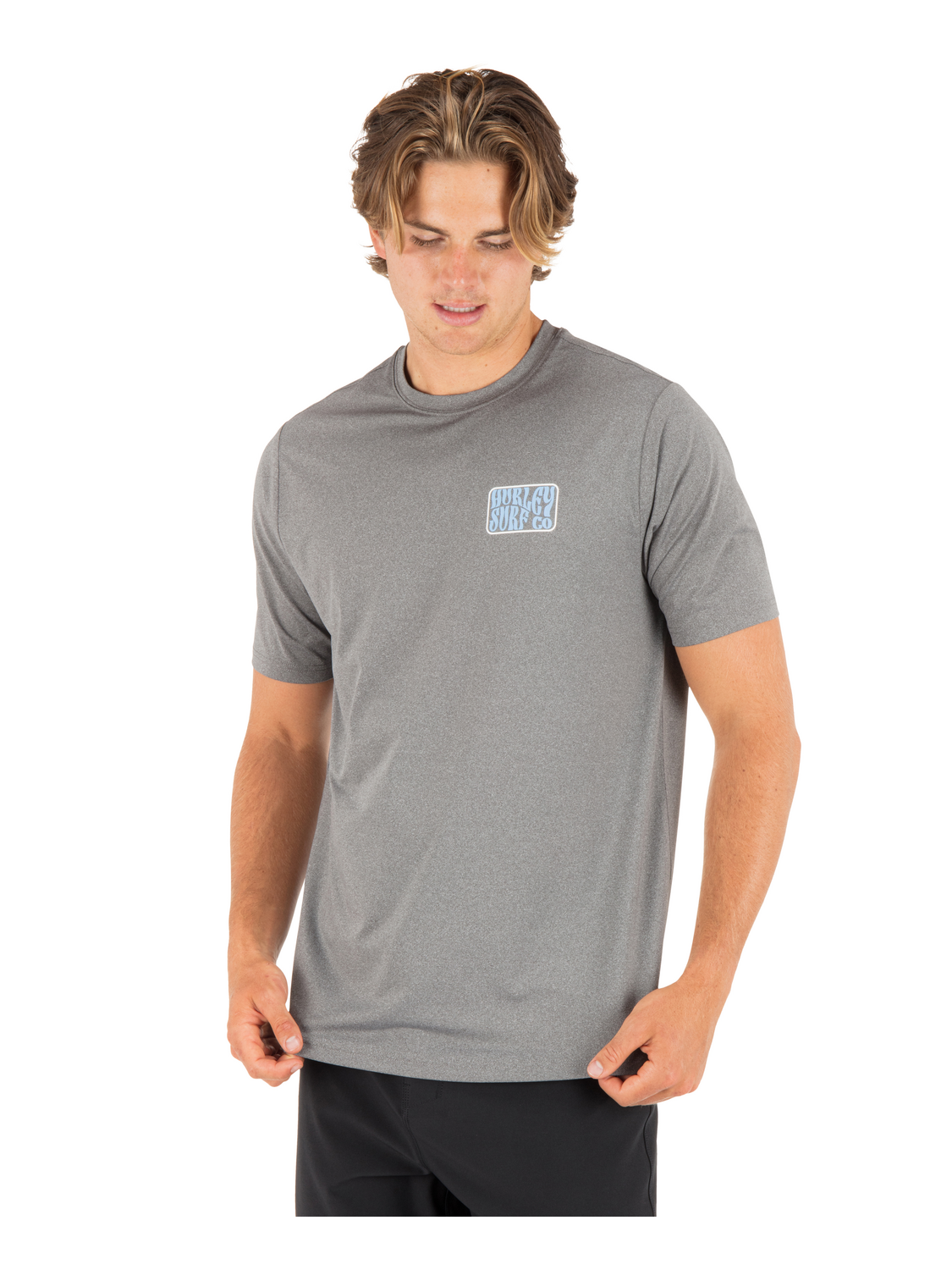 Hybrid UPF Short Sleeve in Ion Grey Heather